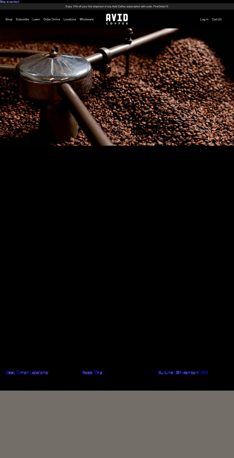 avidcoffee.com shopify website screenshot