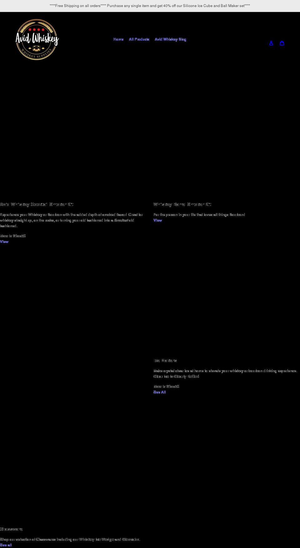 avidwhiskey.com shopify website screenshot