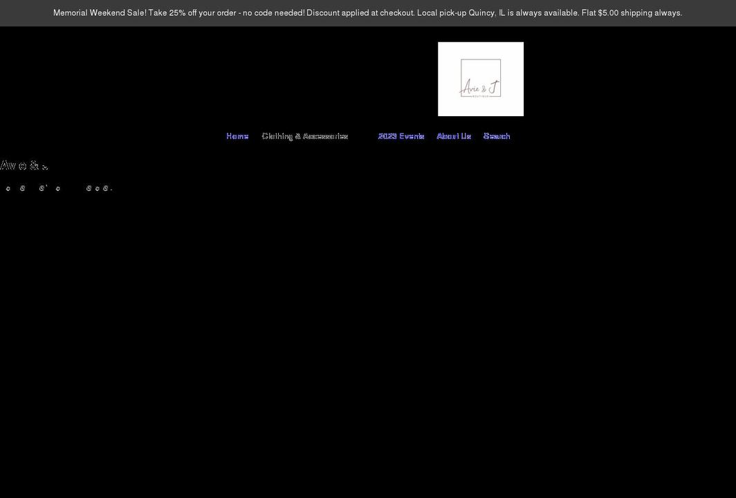 avieandj.com shopify website screenshot