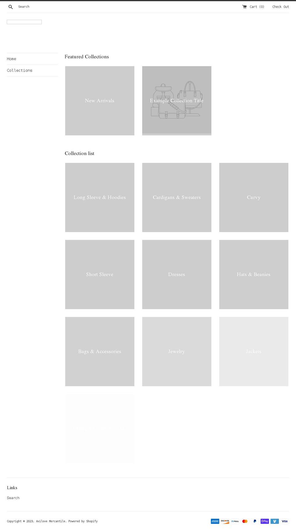 avilovemercantile.com shopify website screenshot