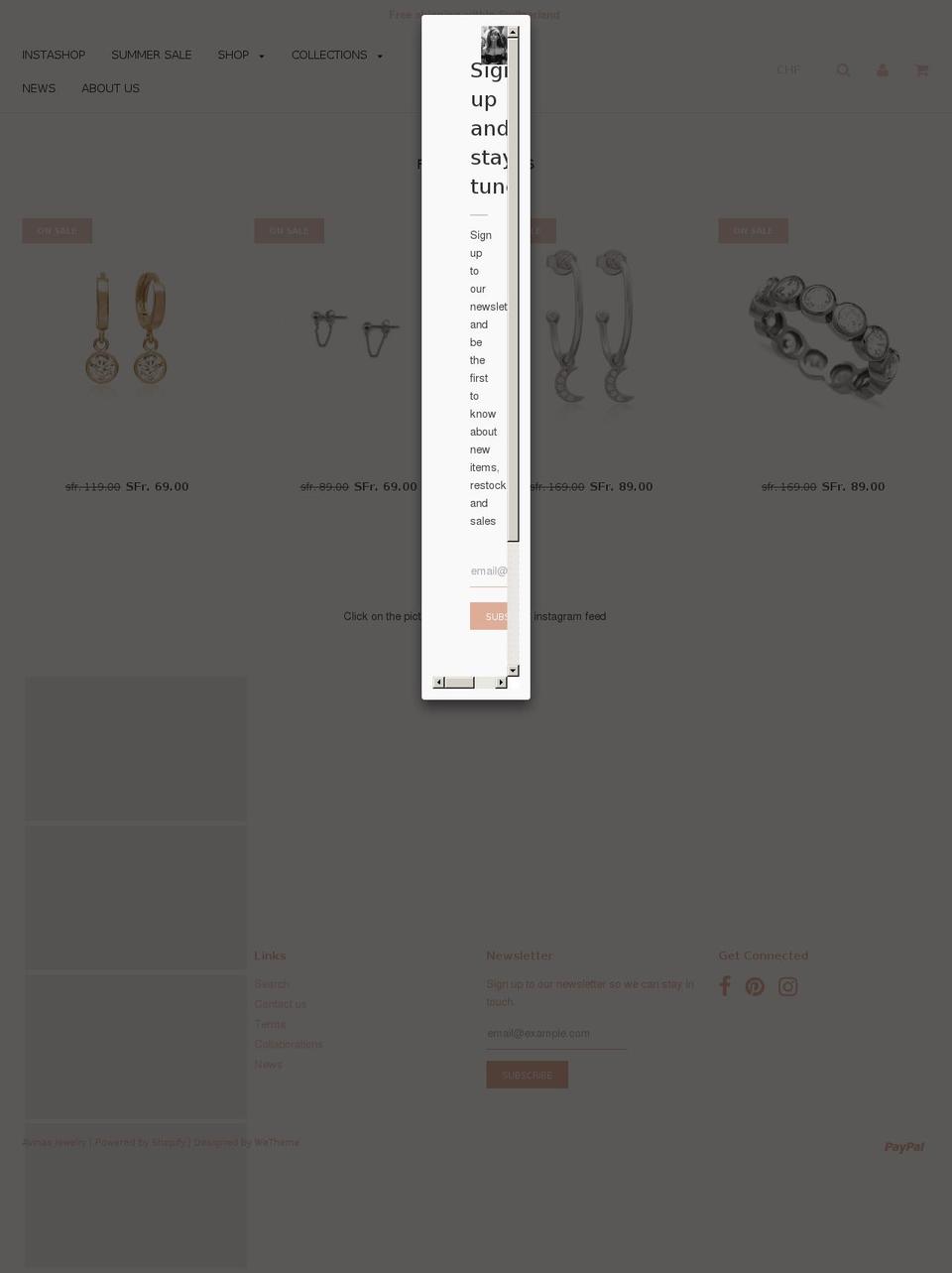 avinasjewelry.com shopify website screenshot