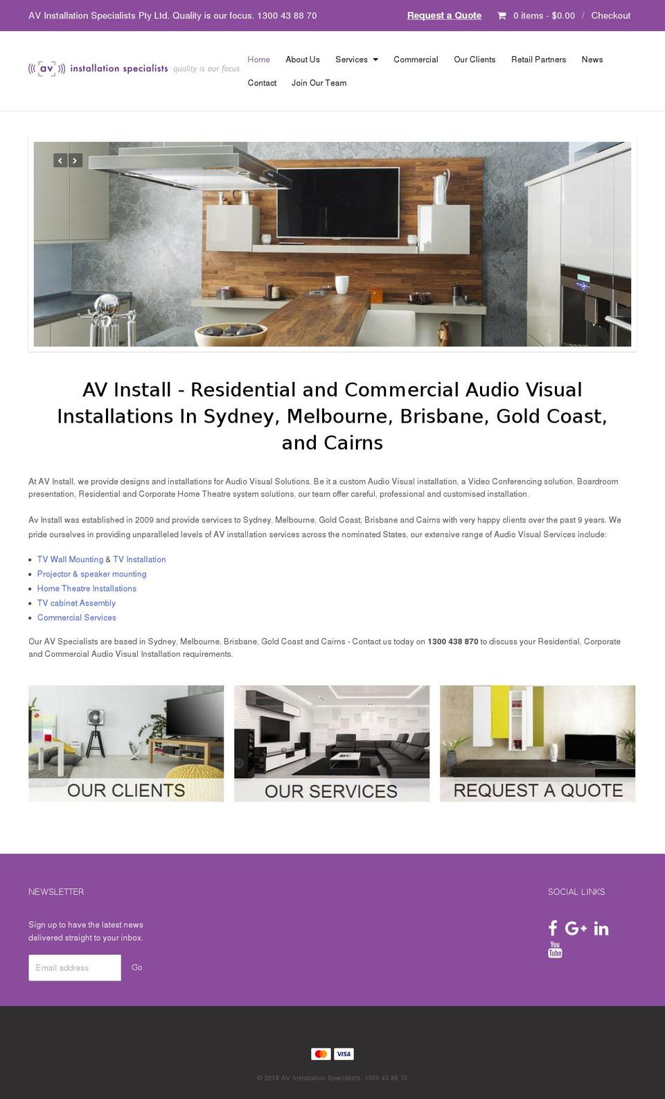 avinstallationspecialists.com.au shopify website screenshot
