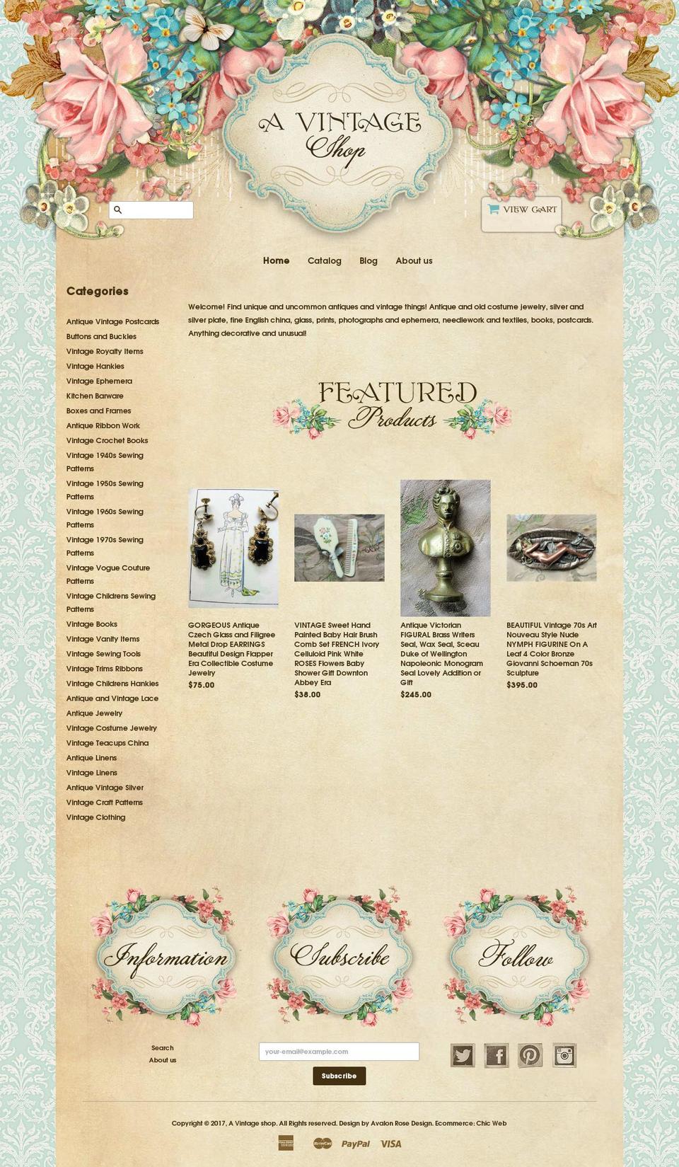 avintageshop.com shopify website screenshot