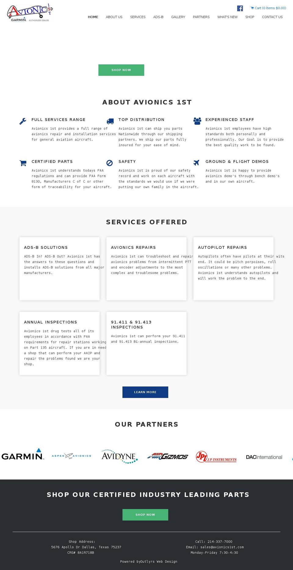 avionicsfirst.com — Shopify storefront screenshot
