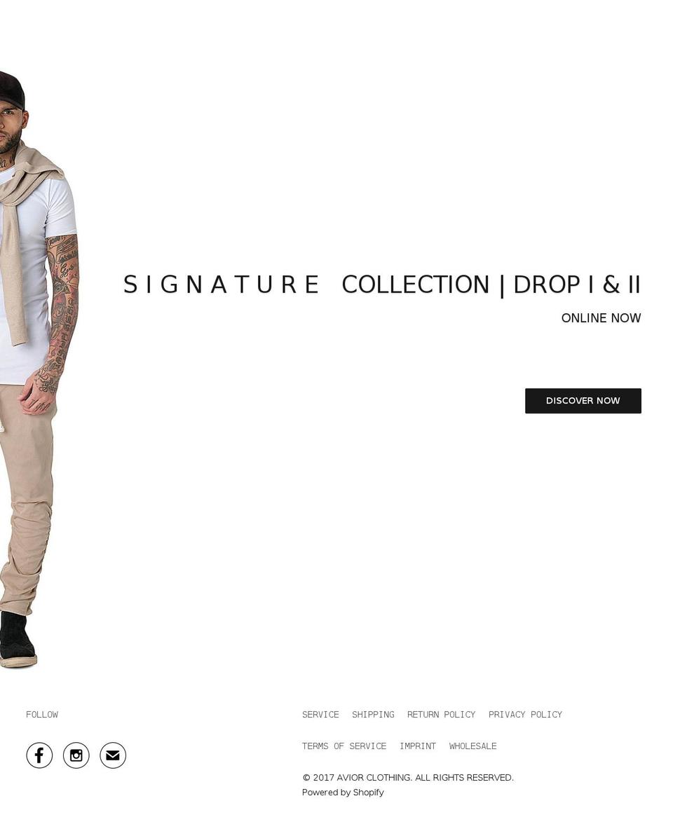 aviorclothing.com shopify website screenshot
