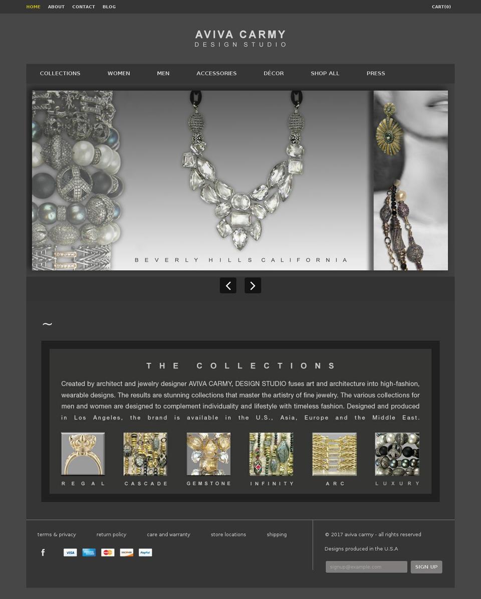 pure Shopify theme site example avivacarmy.com