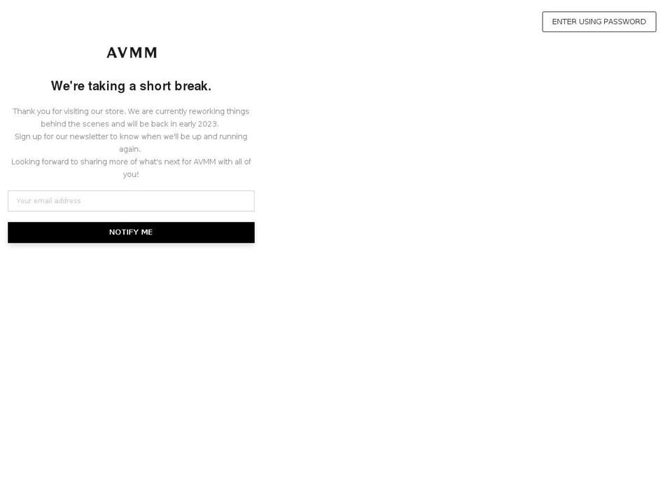 avmm-store.com shopify website screenshot