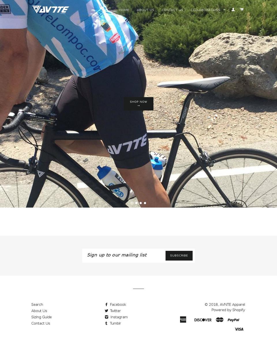 avnteapparel.com — Shopify storefront screenshot
