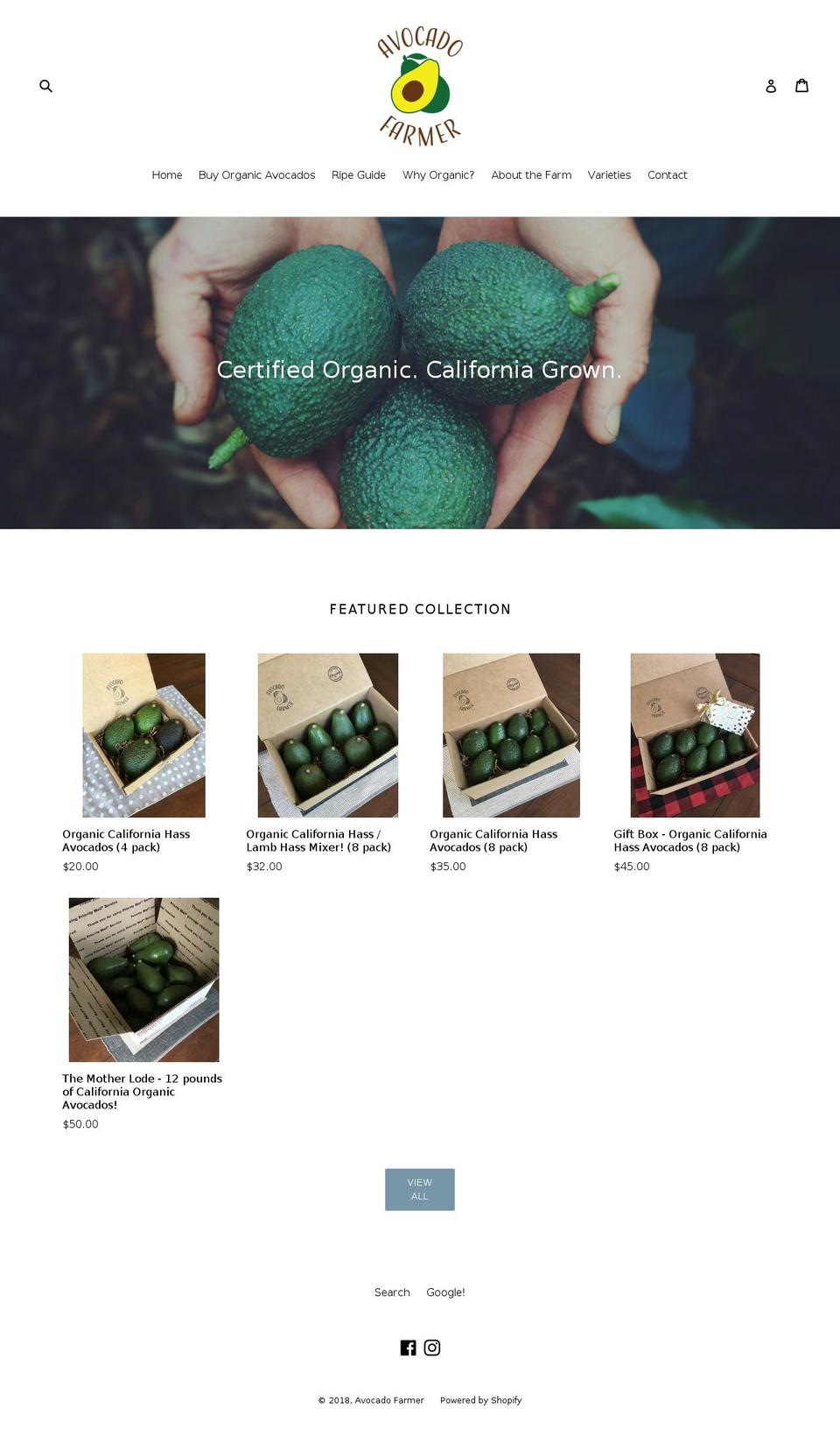 avocado-farmer.com shopify website screenshot