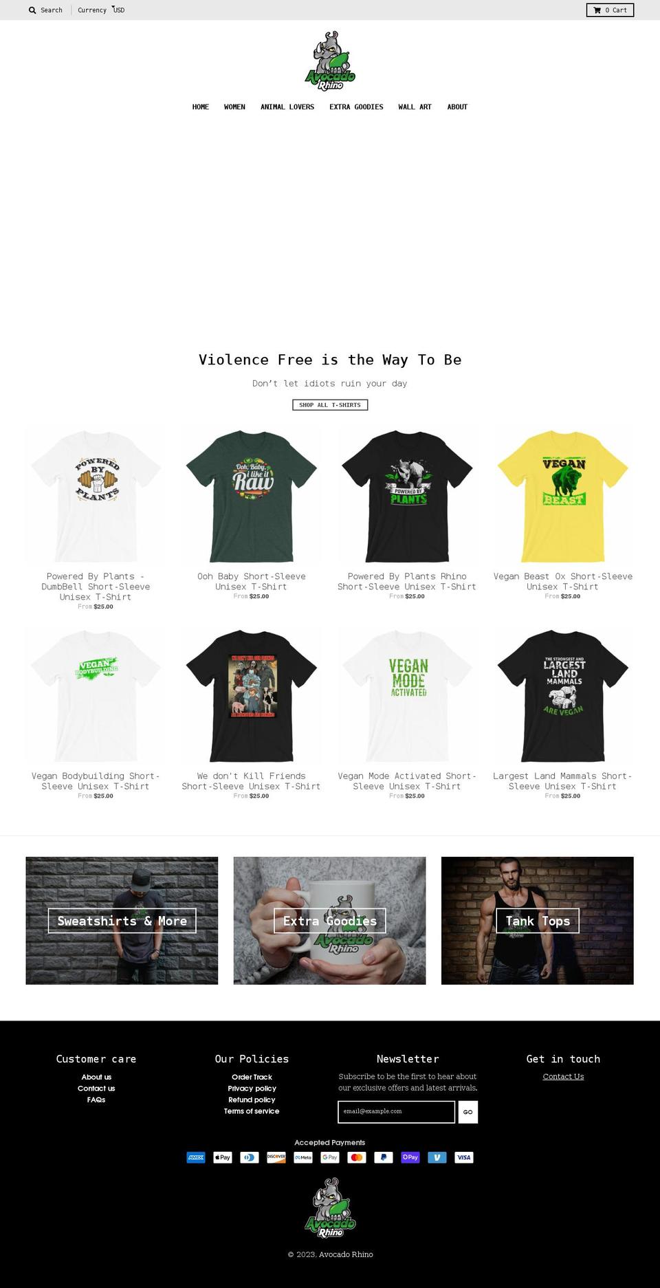 avocadorhino.com shopify website screenshot