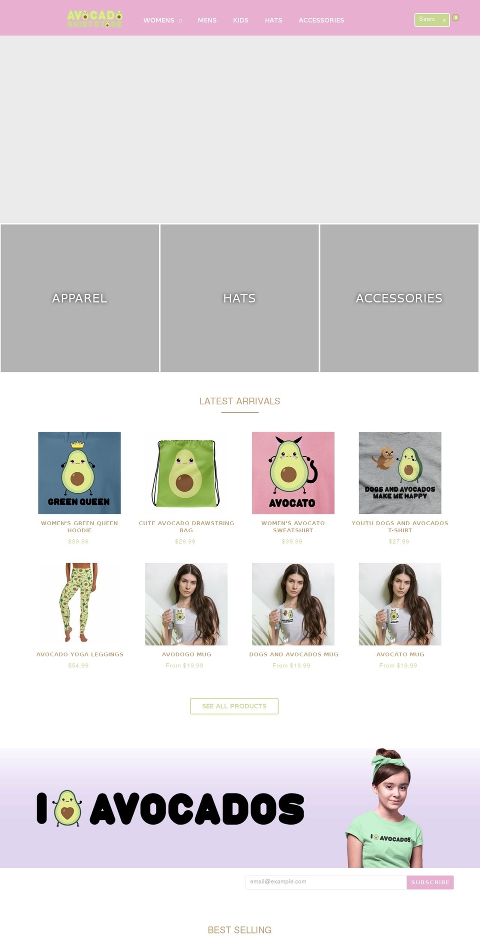avocadoshirtstore.com shopify website screenshot