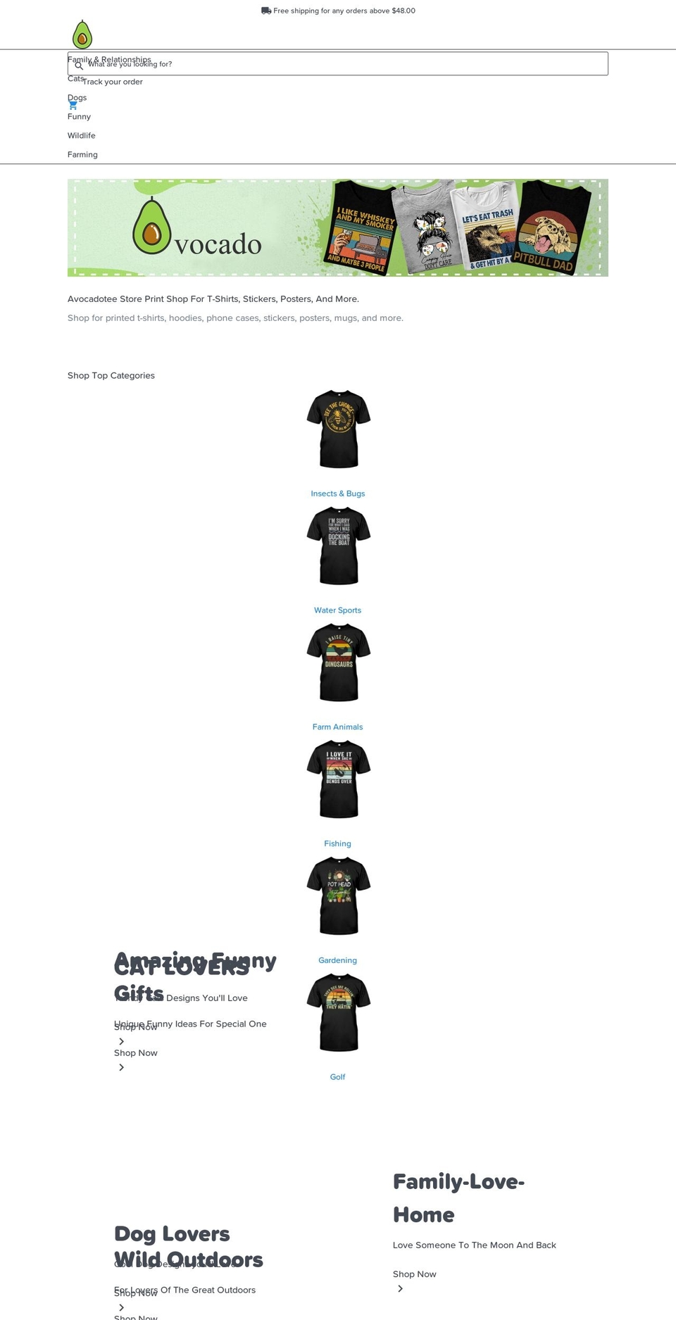 avocadotee.com — Shopify storefront screenshot