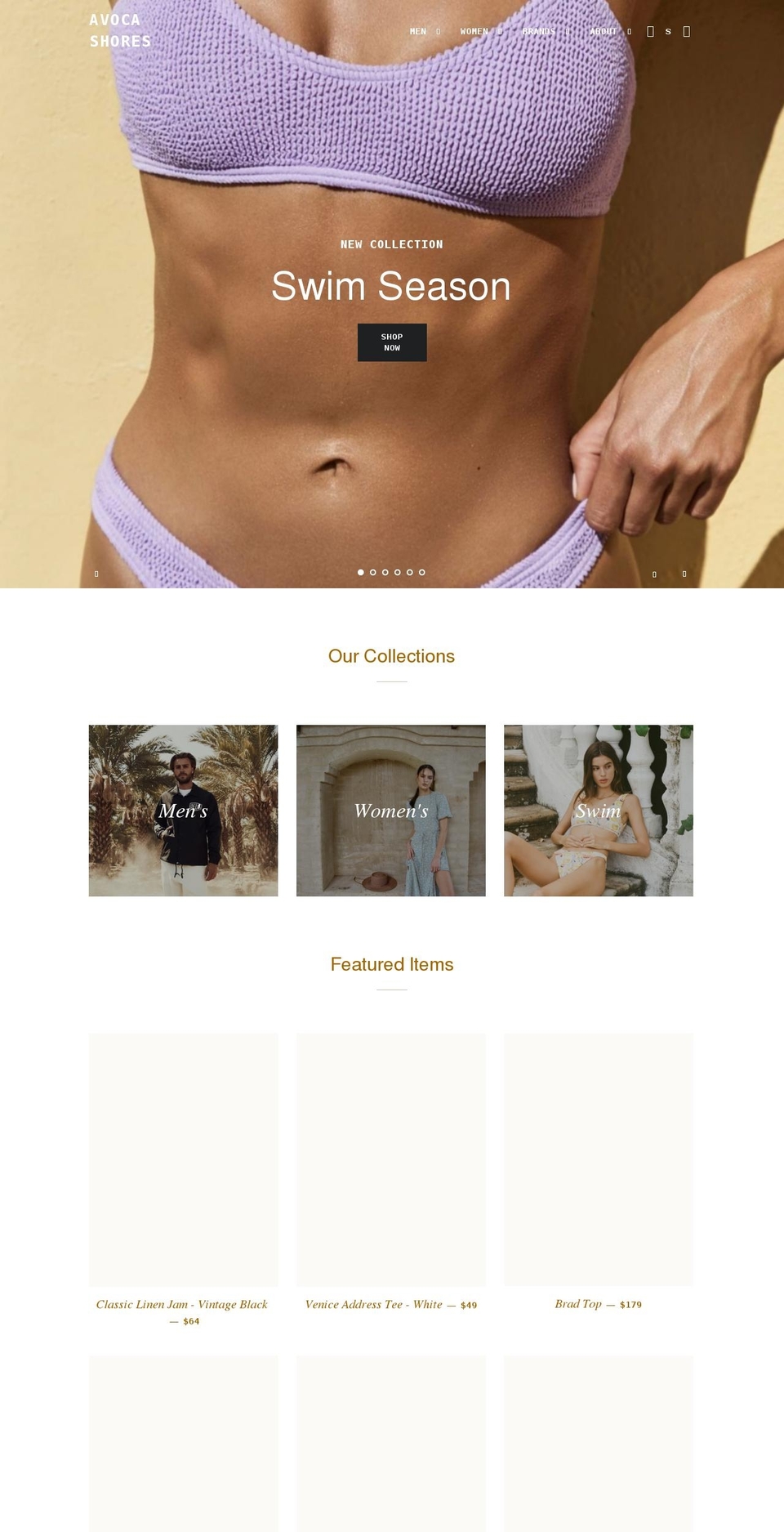 avocashores.com shopify website screenshot