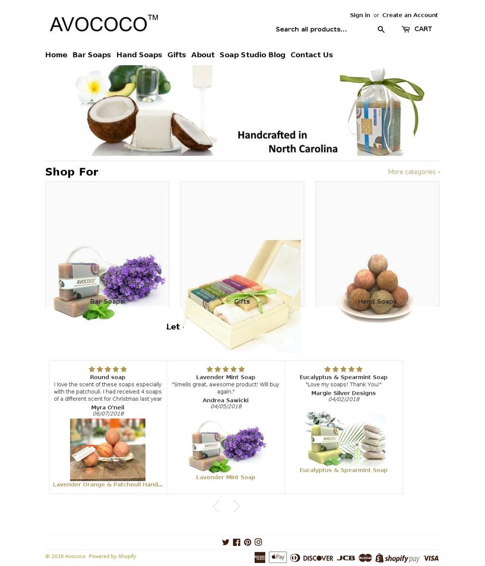 avococosoaps.com — Shopify storefront screenshot