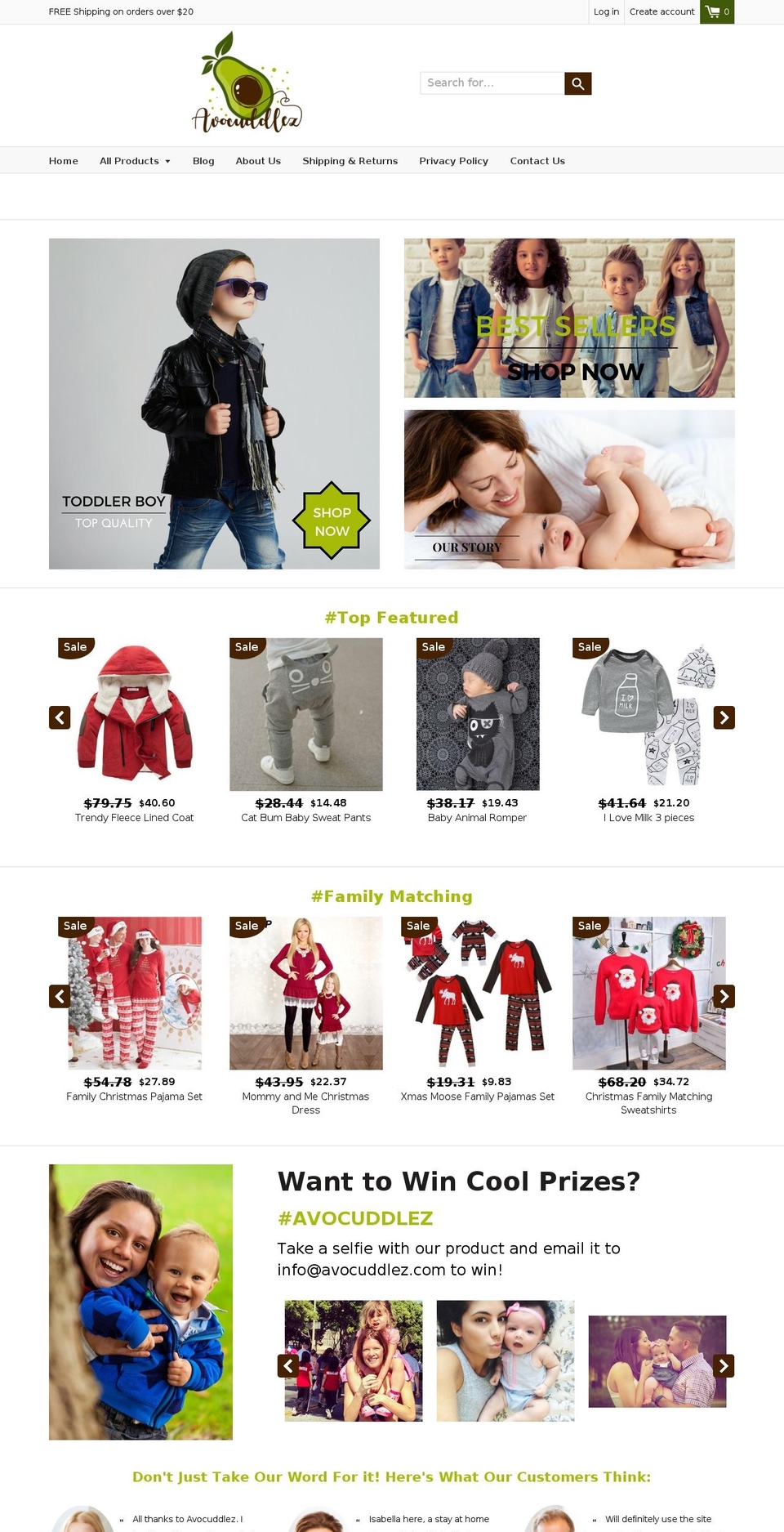 avocuddlez.com shopify website screenshot