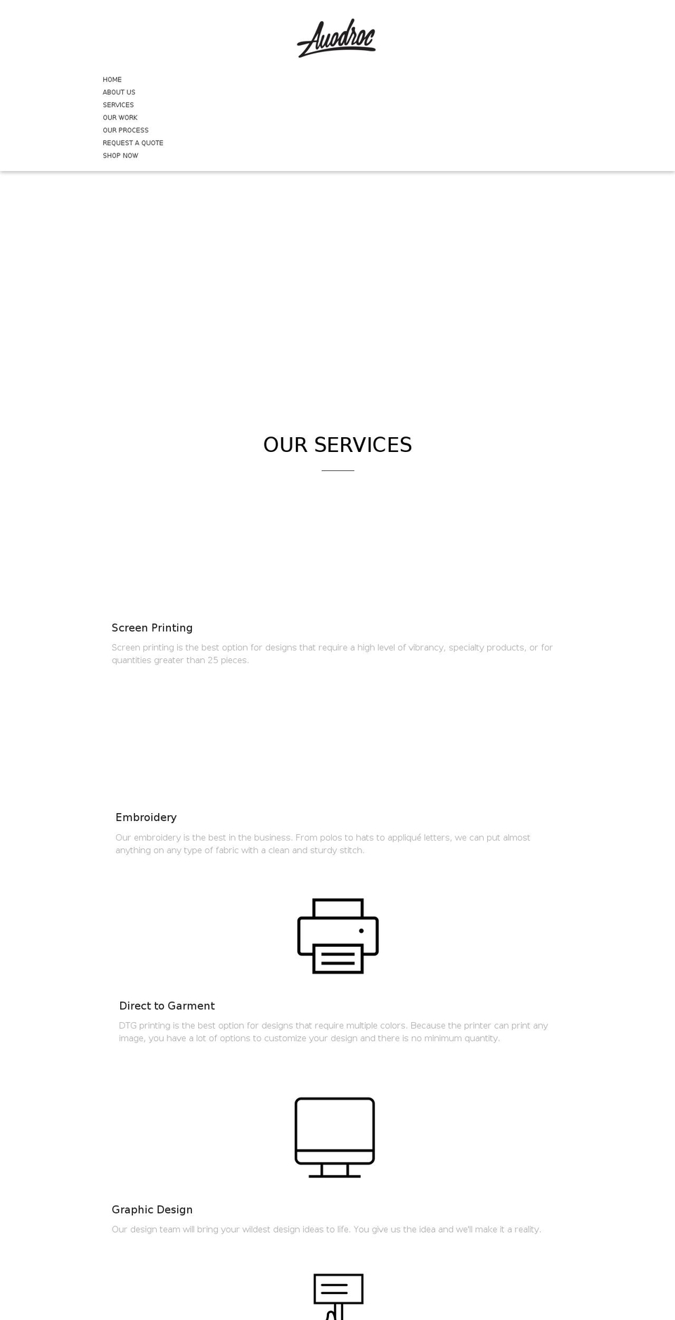 avodroccustomprinting.com — Shopify storefront screenshot