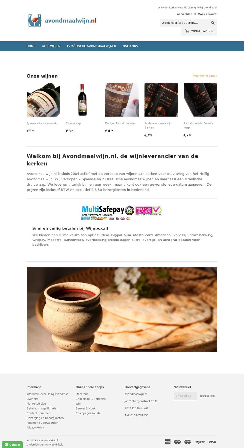 avondmaalwijn.nl shopify website screenshot