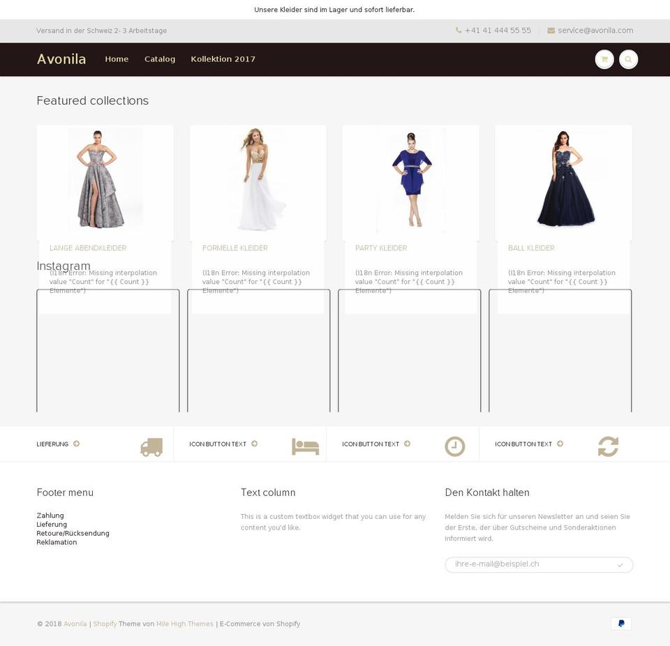 avonila.com — Shopify storefront screenshot