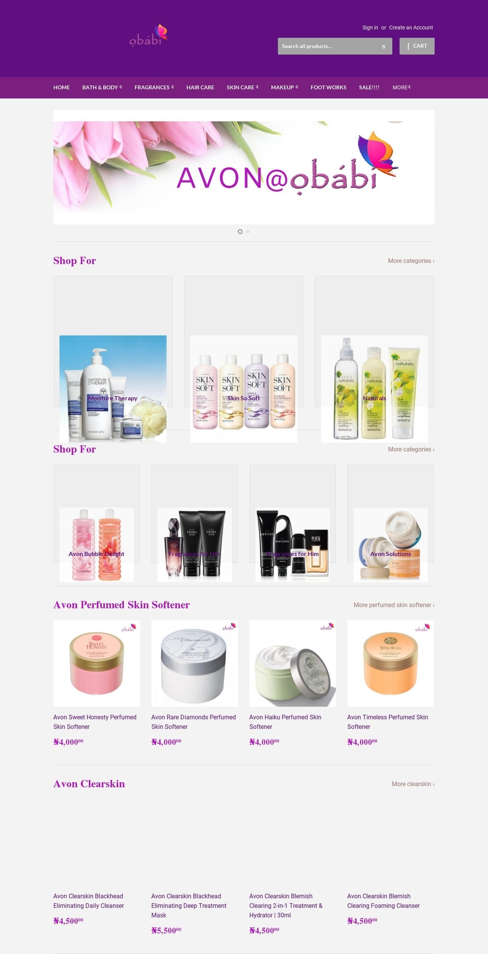 avonobabi.com shopify website screenshot