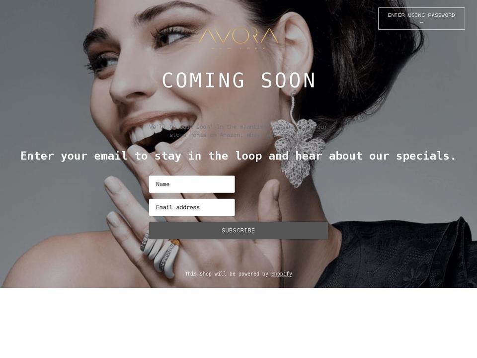 avorajewelry.com shopify website screenshot