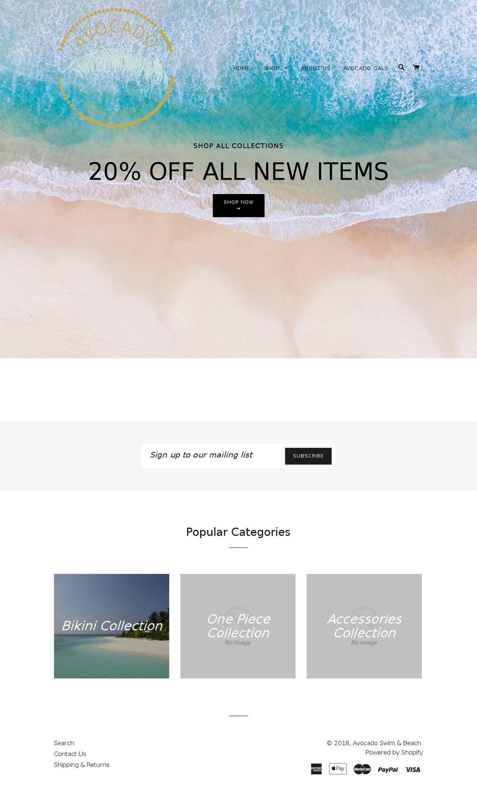avoswim.com — Shopify storefront screenshot