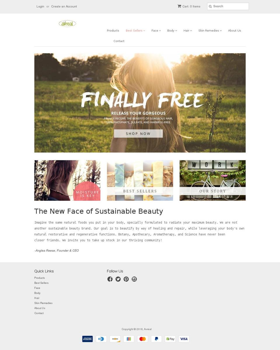 avrealgoods.com shopify website screenshot