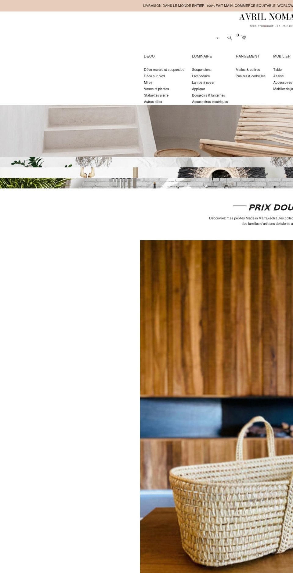 avrilnomade.com shopify website screenshot