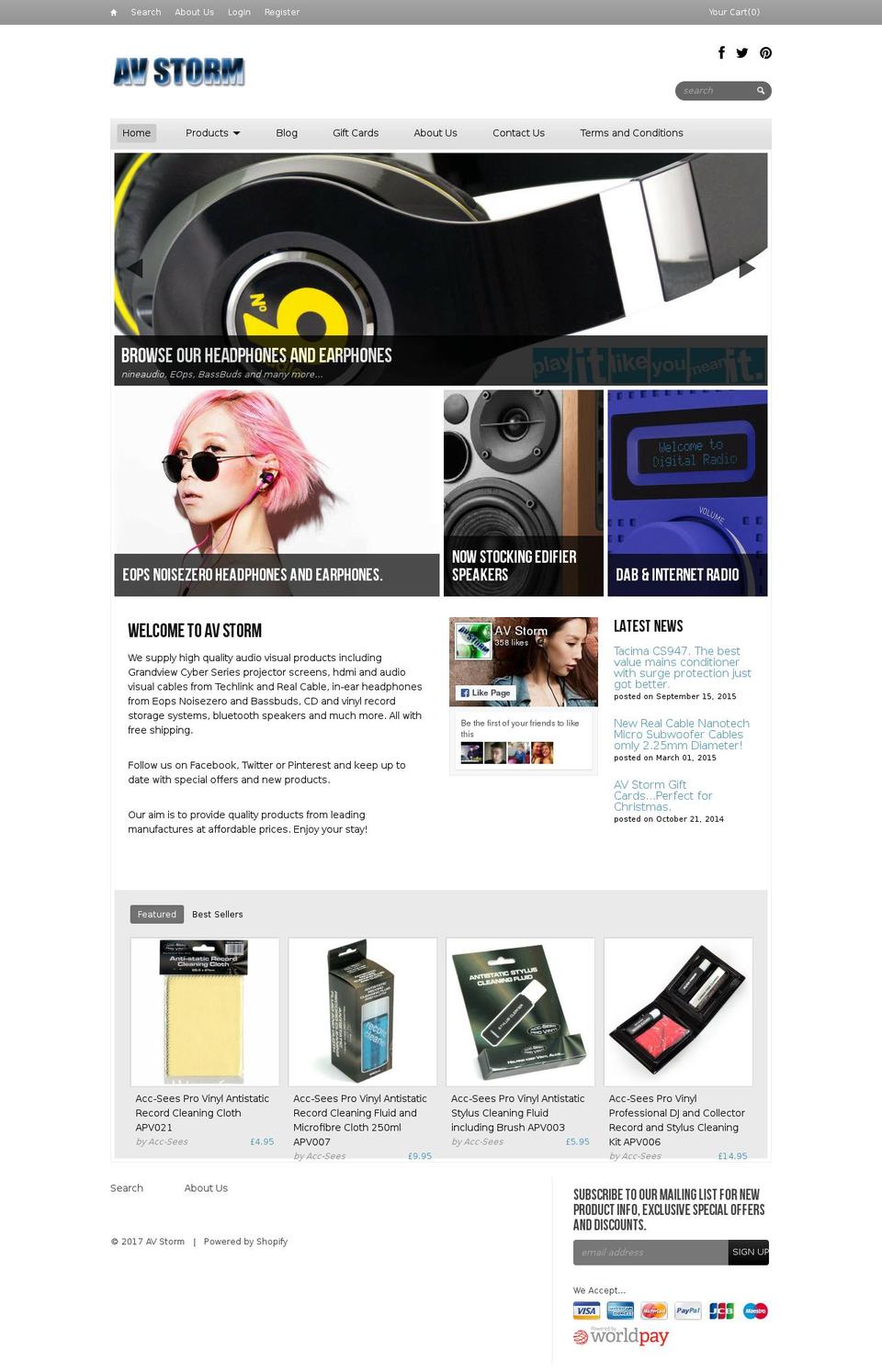 avstorm.co.uk shopify website screenshot