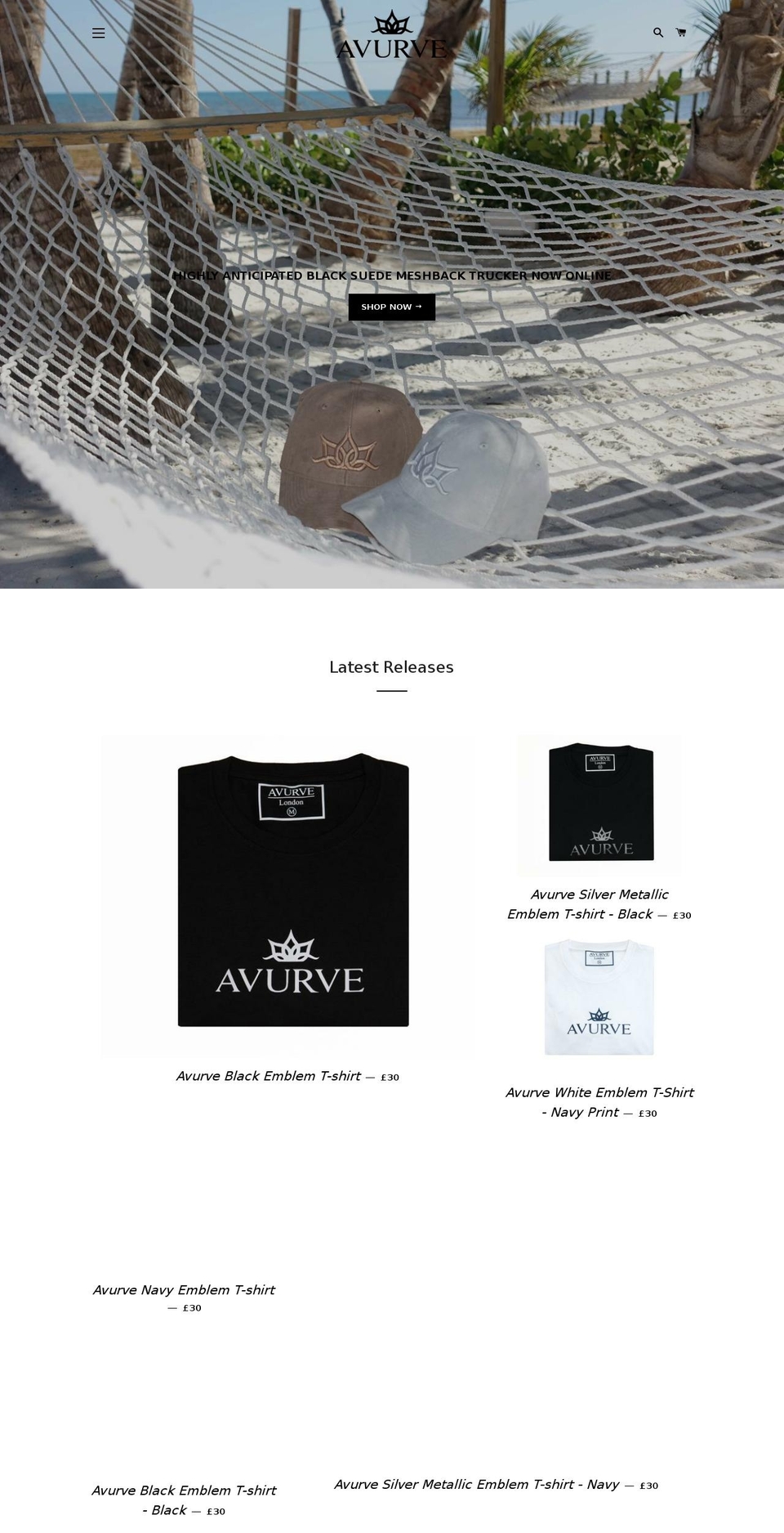 avurve.com — Shopify storefront screenshot