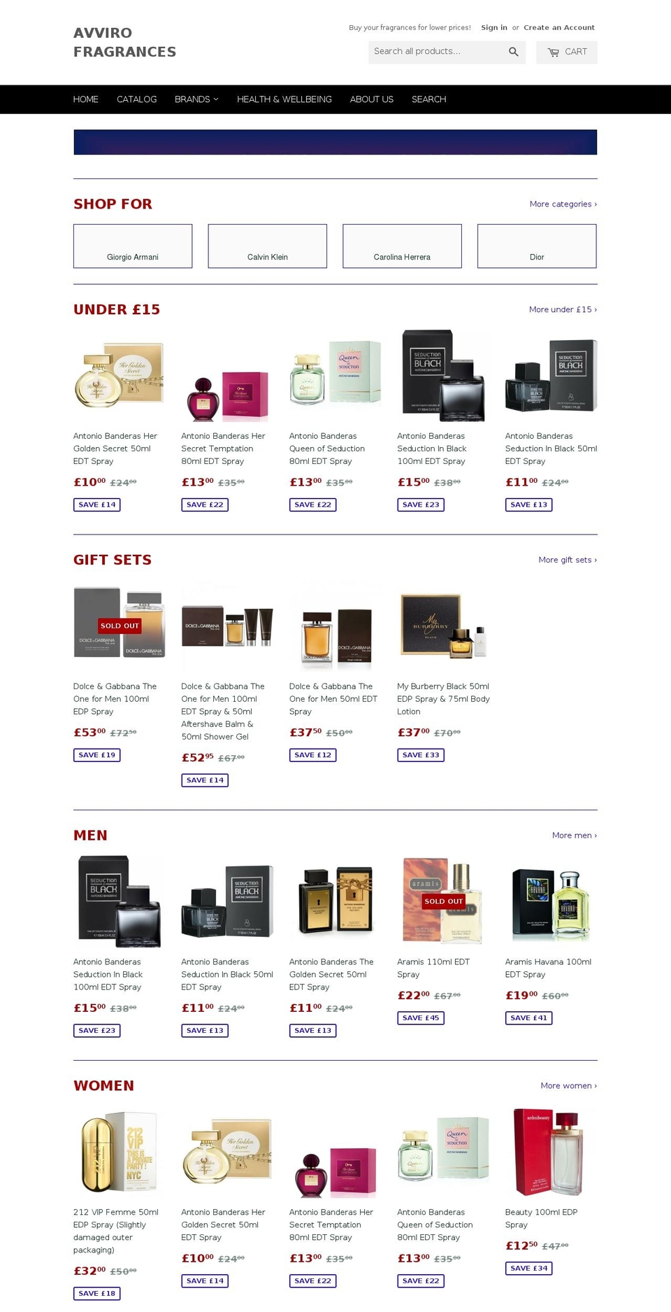 avvirofragrances.com — Shopify storefront screenshot