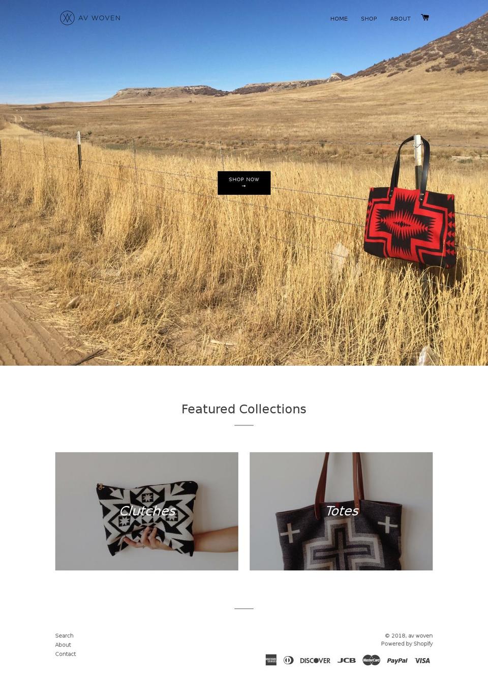 avwoven.com shopify website screenshot