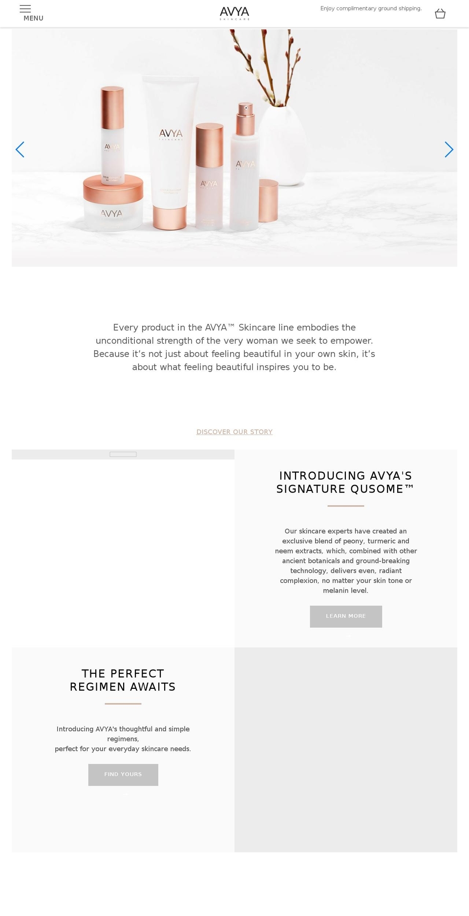 avyaskincare.com shopify website screenshot