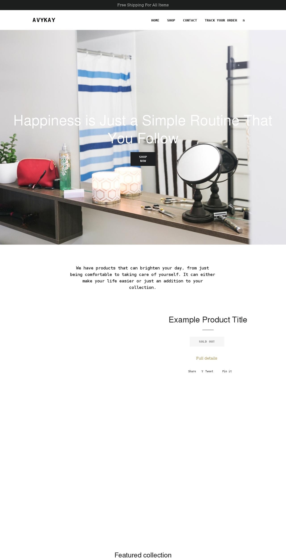 avykay.com shopify website screenshot