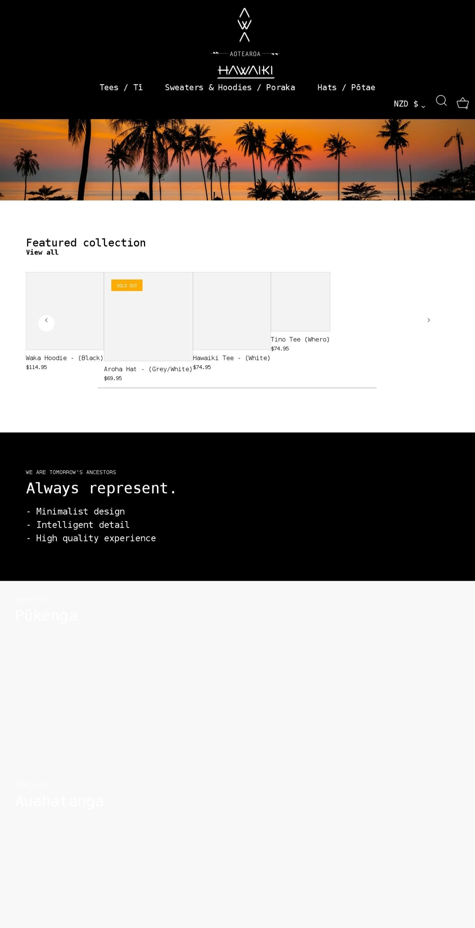 awahawaiki.nz shopify website screenshot