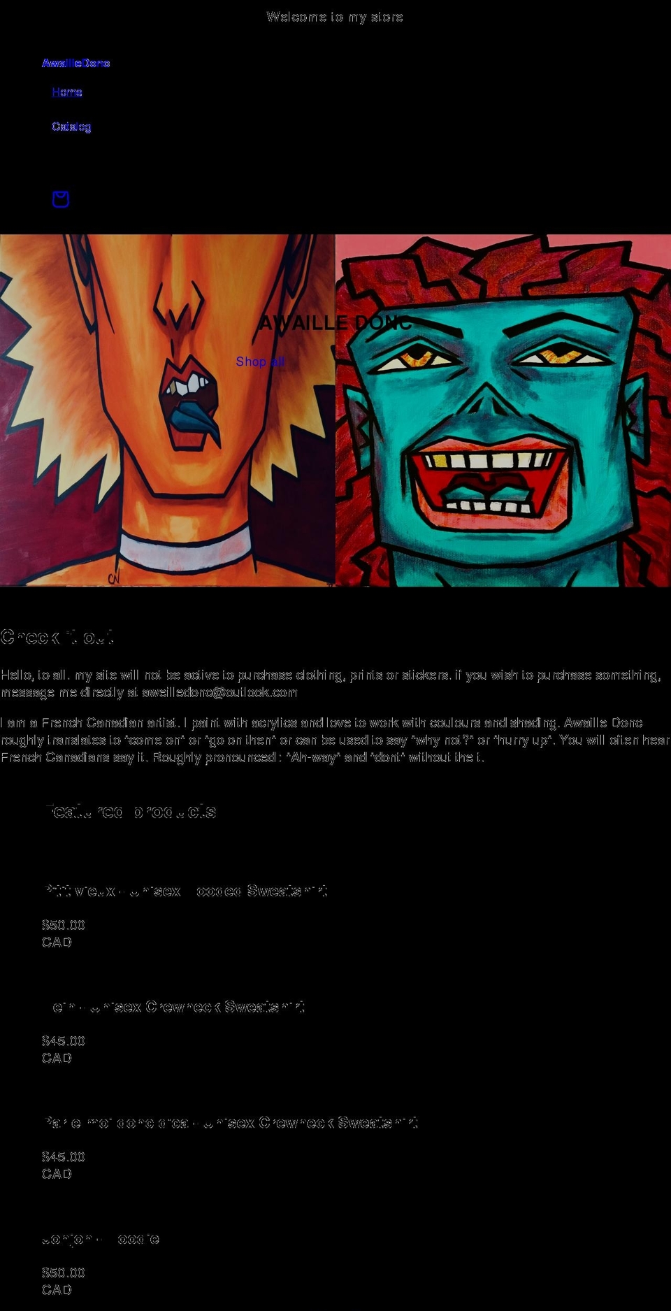 awailledonc.com shopify website screenshot