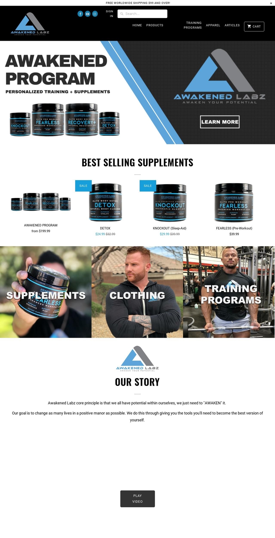 awakenedlabz.com — Shopify storefront screenshot