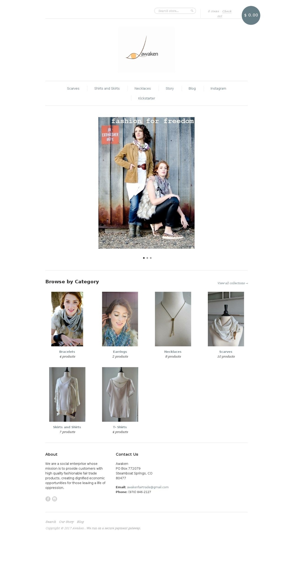 awakenfairtrade.com shopify website screenshot