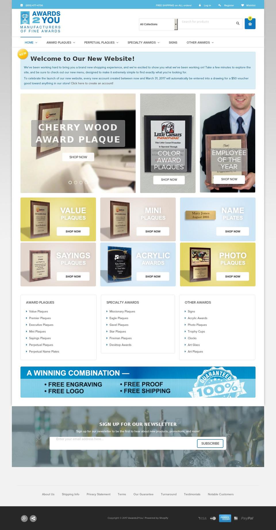 awards2you.com shopify website screenshot