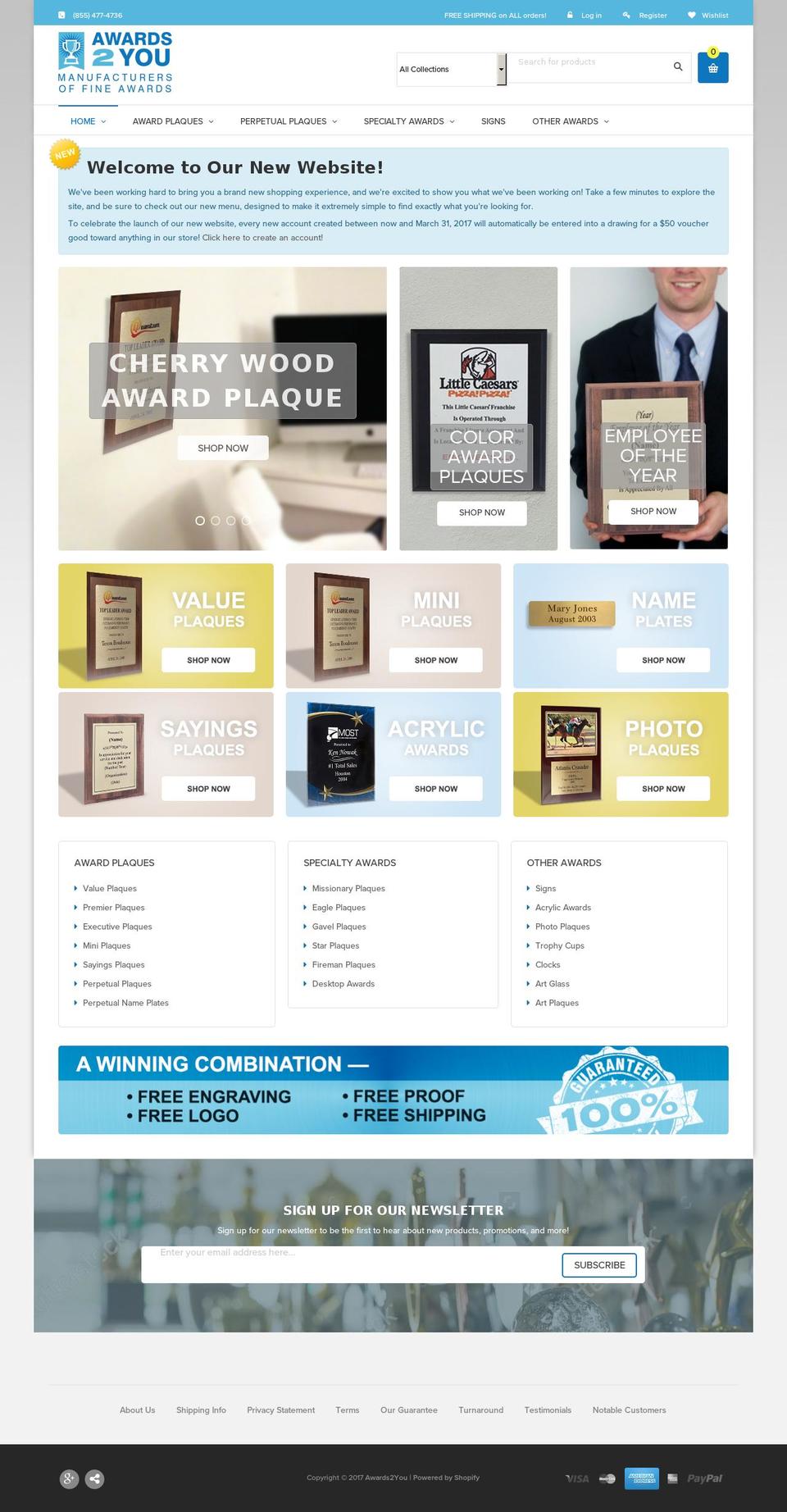 Awards2You Shopify theme site example awards2you.net