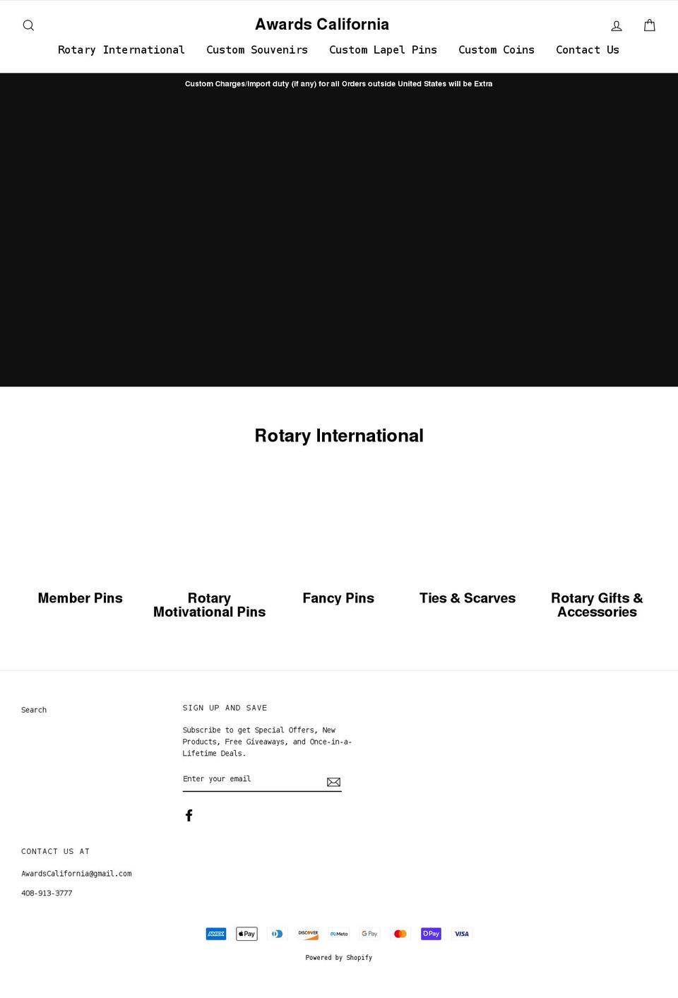 awardscalifornia.com shopify website screenshot