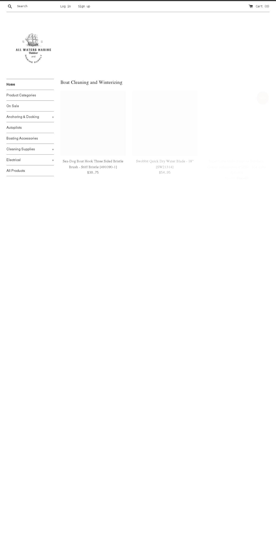 awatersmarine.com shopify website screenshot