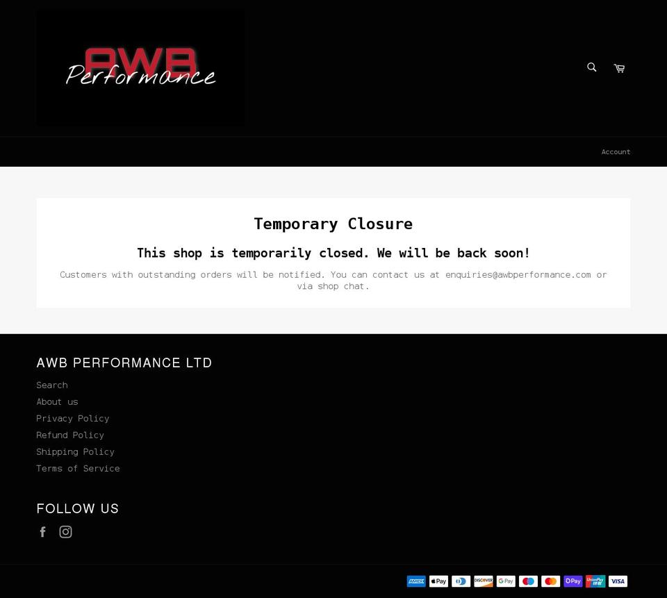awbperformance.co.uk shopify website screenshot