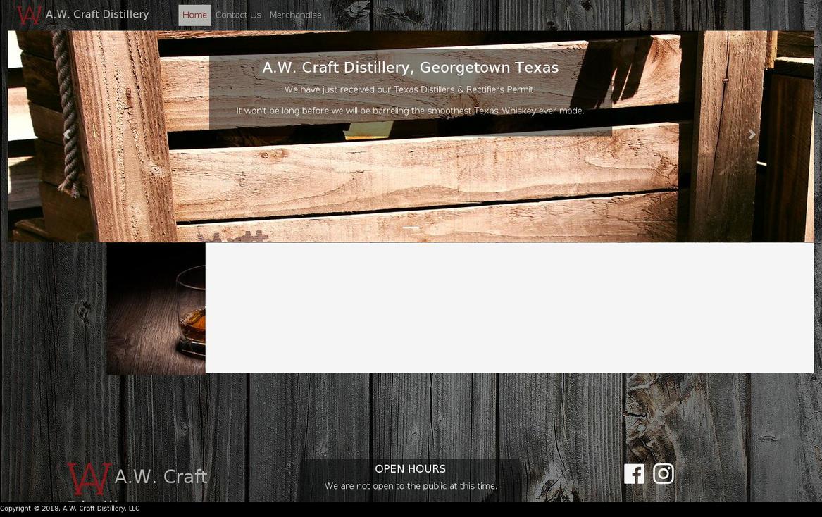 awcraftdistillery.com — Shopify storefront screenshot