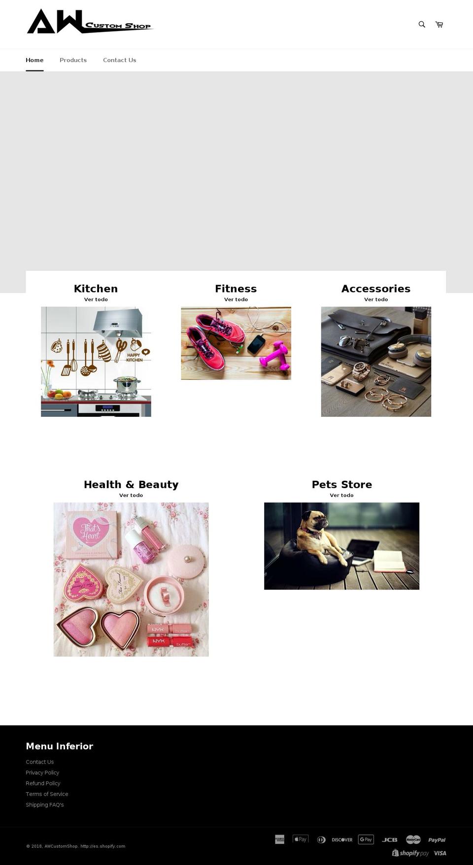 awcustomshop.com shopify website screenshot