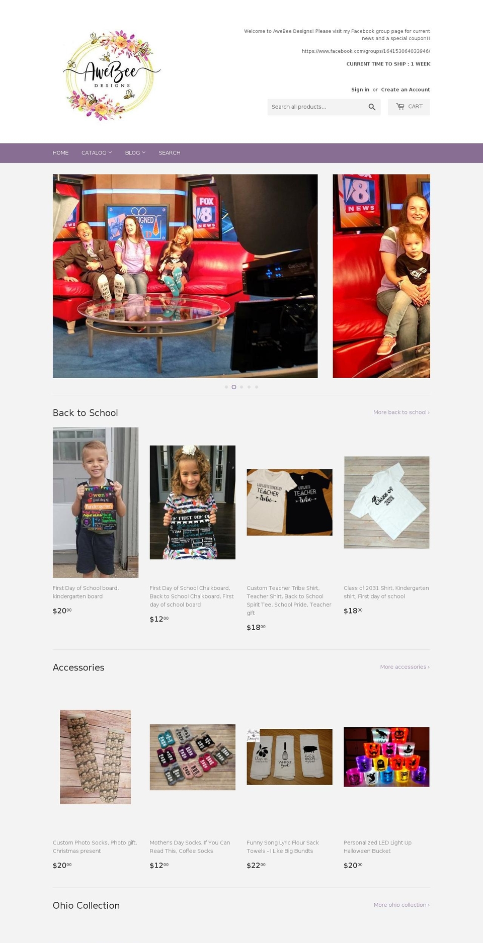 awebeedesigns.com — Shopify storefront screenshot