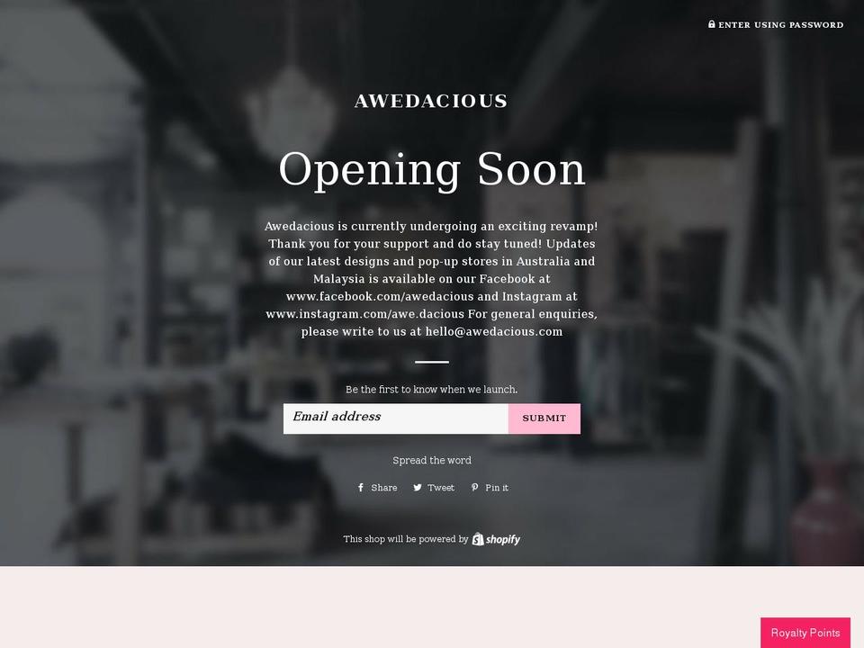 awedacious.com — Shopify storefront screenshot