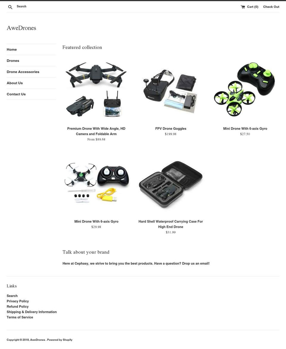 awedrones.com — Shopify storefront screenshot