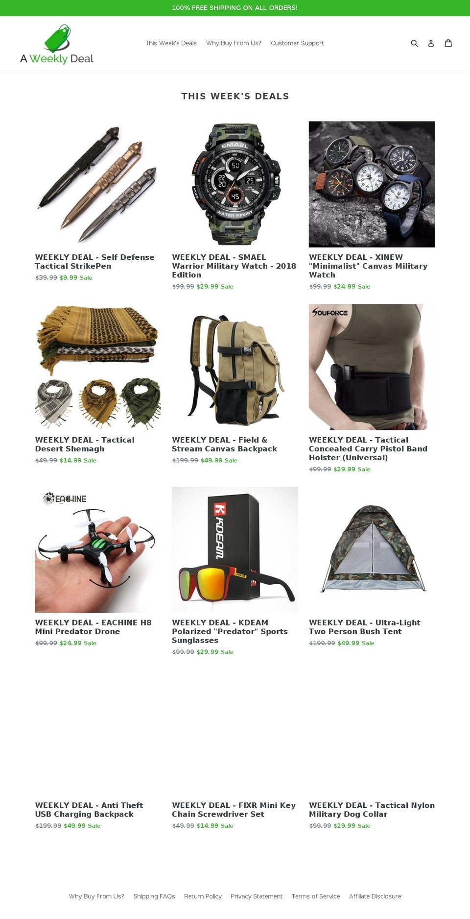 aweeklydeal.com shopify website screenshot