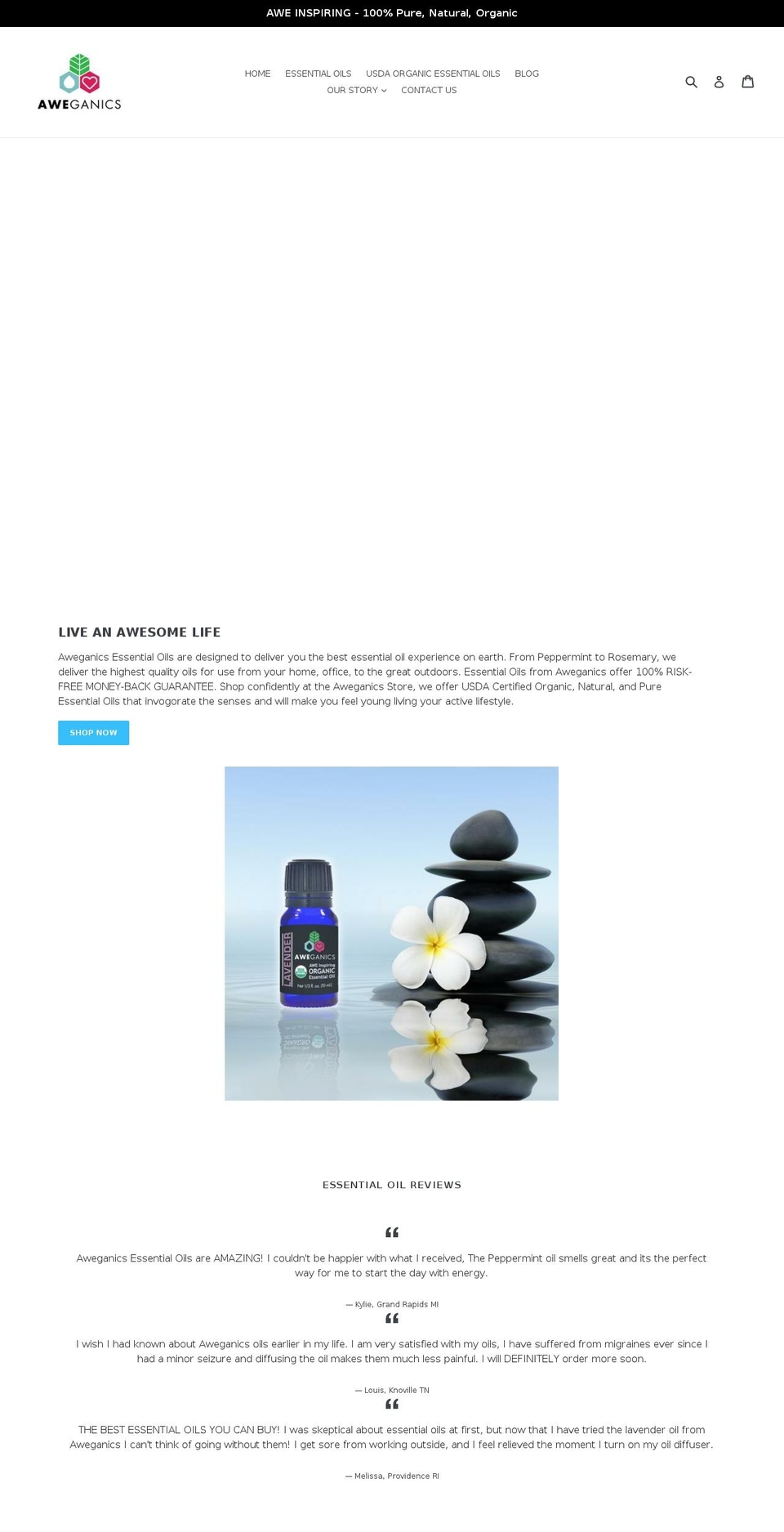 aweganics.com shopify website screenshot