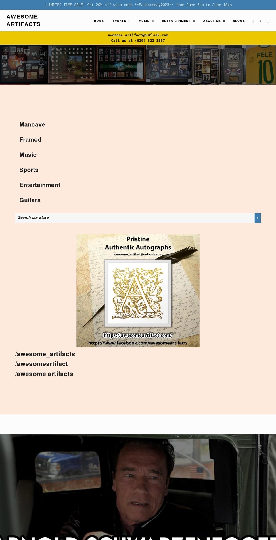awesomeartifact.com shopify website screenshot